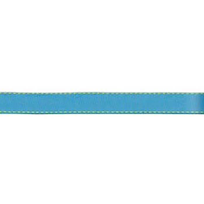 Offray Sidesaddle Craft Ribbon 5/8in x 9ft Island Blue & New Chartreuse
