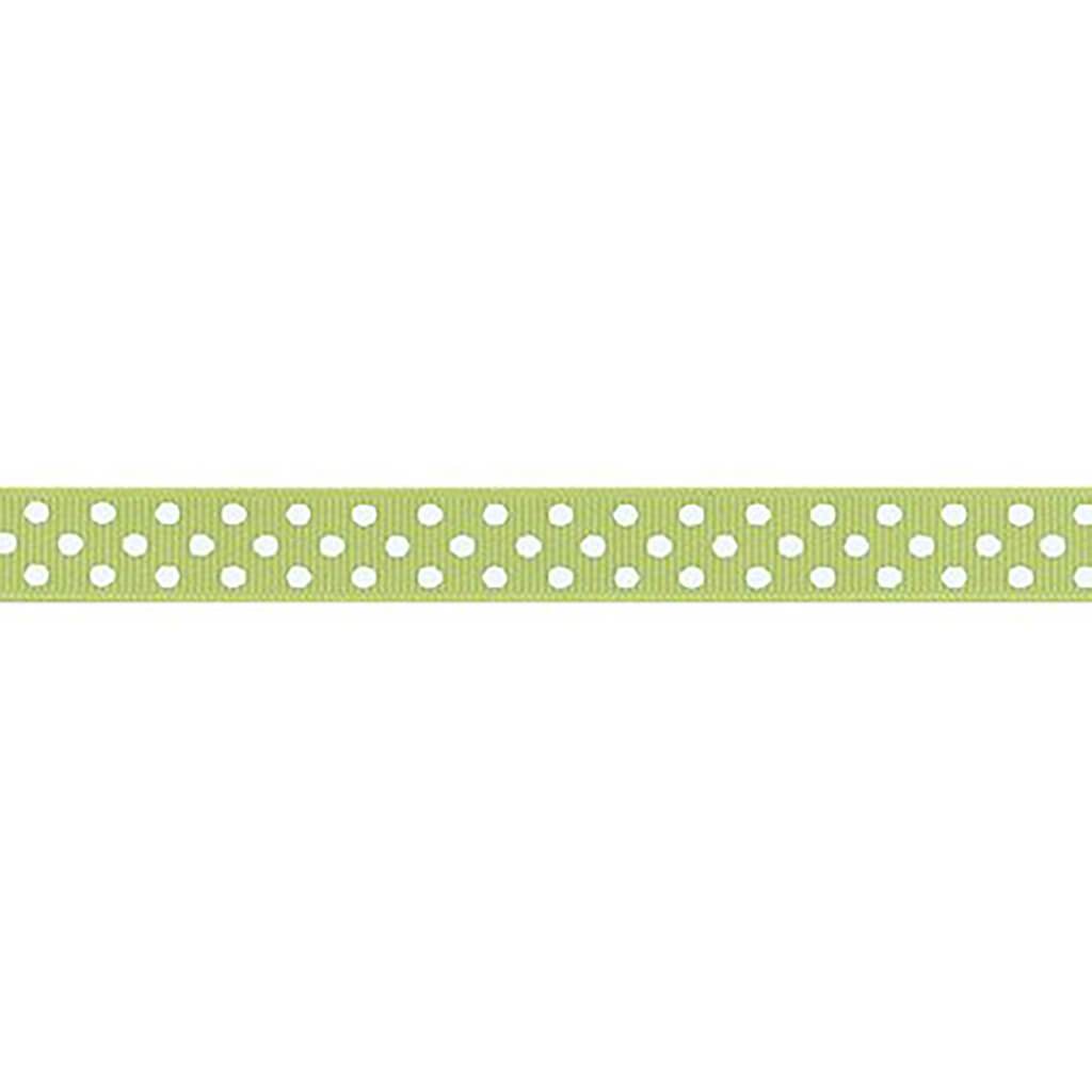 Offray Grosgrain Confetti Dot Craft Ribbon 5/8in x 9ft Lime Juice &amp; White