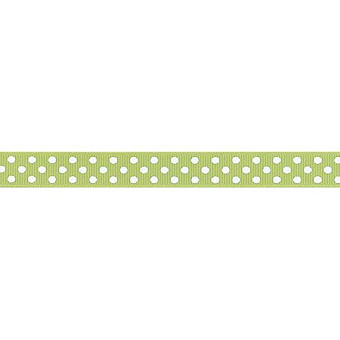 Offray Grosgrain Confetti Dot Craft Ribbon 5/8in x 9ft Lime Juice & White