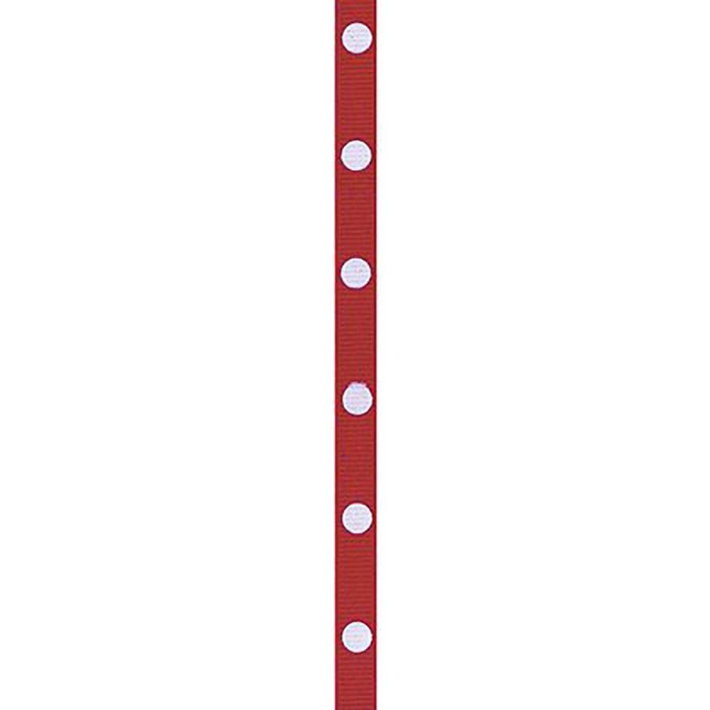 Offray Dippy Dots Ribbon 3/8in Wide 9ft Hot Red/White