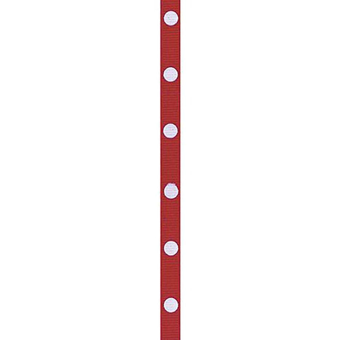 Offray Dippy Dots Ribbon 3/8in Wide 9ft Hot Red/White