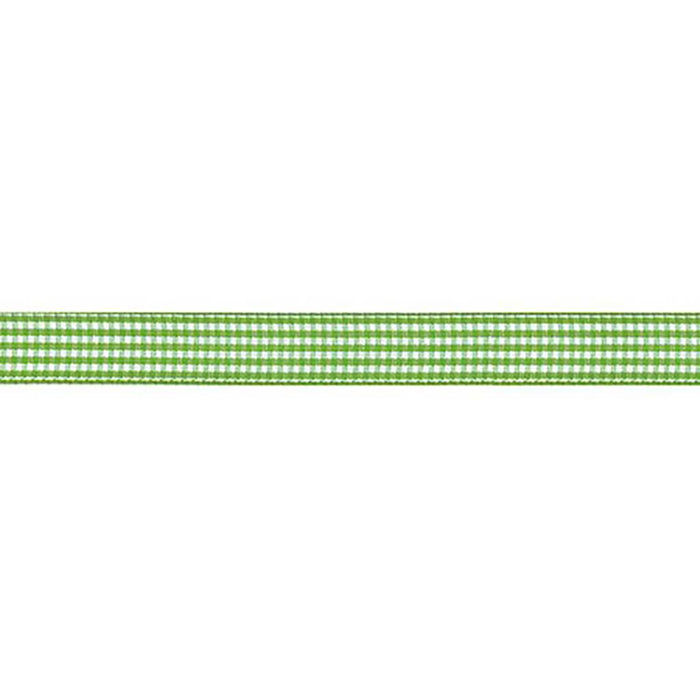 Offray Microcheck Craft Ribbon 5/8in x 9ft Apple Green