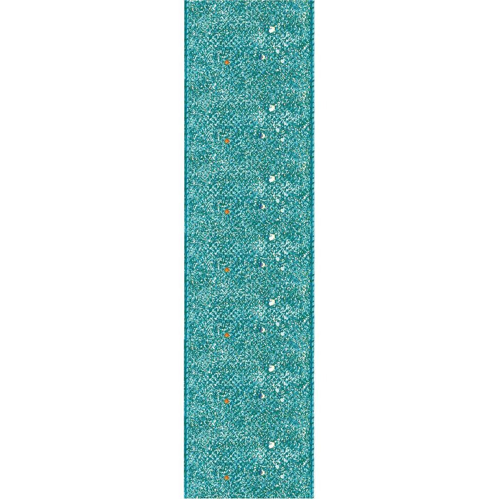 Offray Glitter Wired Ribbon 1.5in Aqua