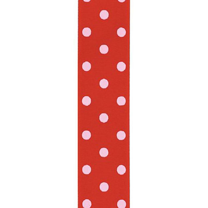 Offray Grosgrain Polka Dot Craft Ribbon 1.5in x 9ft Red