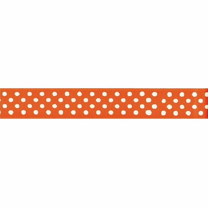Offray Grosgrain Confetti Dot Craft Ribbon 5/8in x 9ft Torrid Orange & White