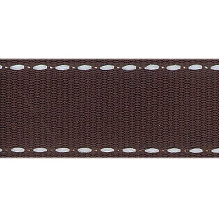 Offray Sidesaddle Craft Ribbon 5/8in x 9ft Brown & White