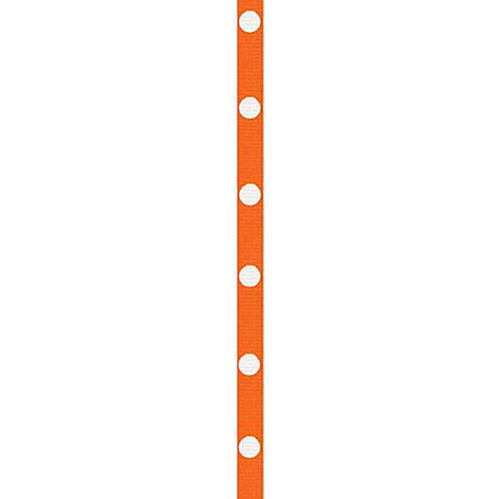 Offray Dippy Dots Ribbon 3/8in x 9ft Orange White