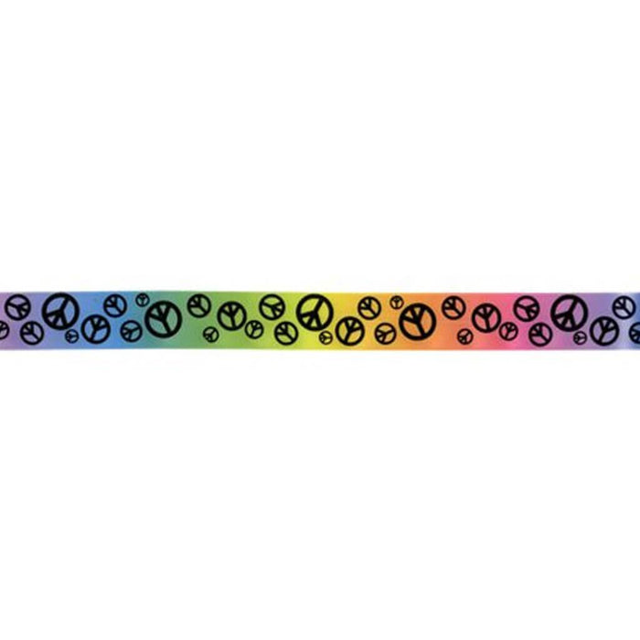 Offray Scatter Peace Sign Craft Ribbon 7/8in x 9ft Rainbow