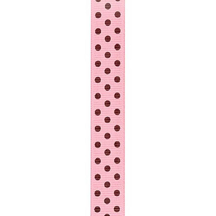 Clear Confetti Dots Ribbon 5/8in x 3yds Pink & Brown