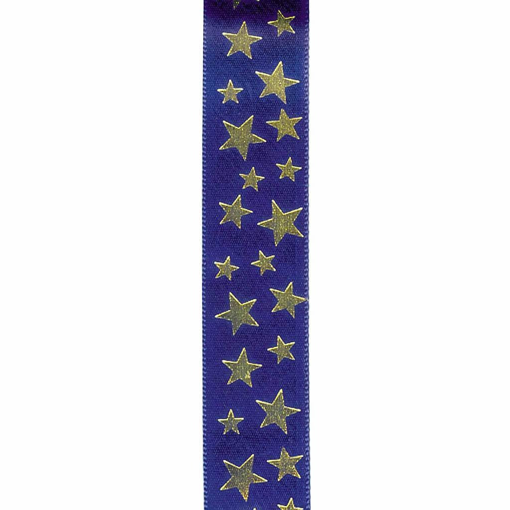 Offray Starbright Craft Ribbon 7/8in x 9ft Gold &amp; Navy