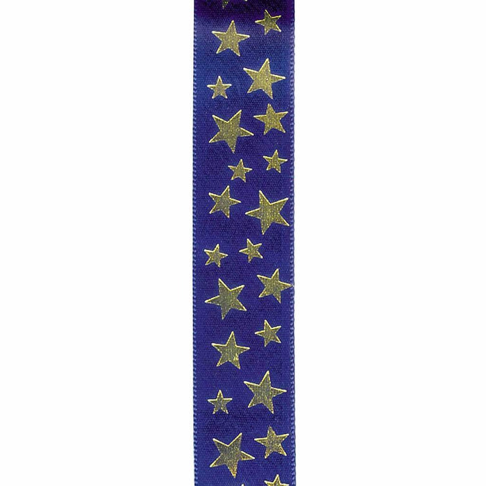 Offray Starbright Craft Ribbon 7/8in x 9ft Gold & Navy