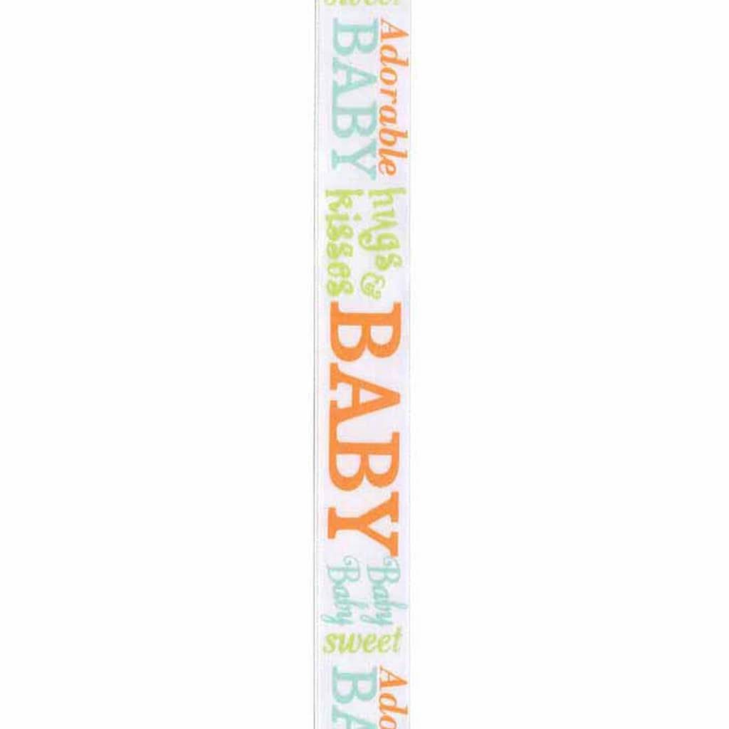 Baby Announcement Ribbon 7/8in x 9ft Aqua