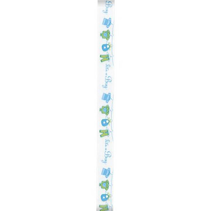 Offray 5/8in Baby It's A Boy Print Single Face Satin Ribbon Blue