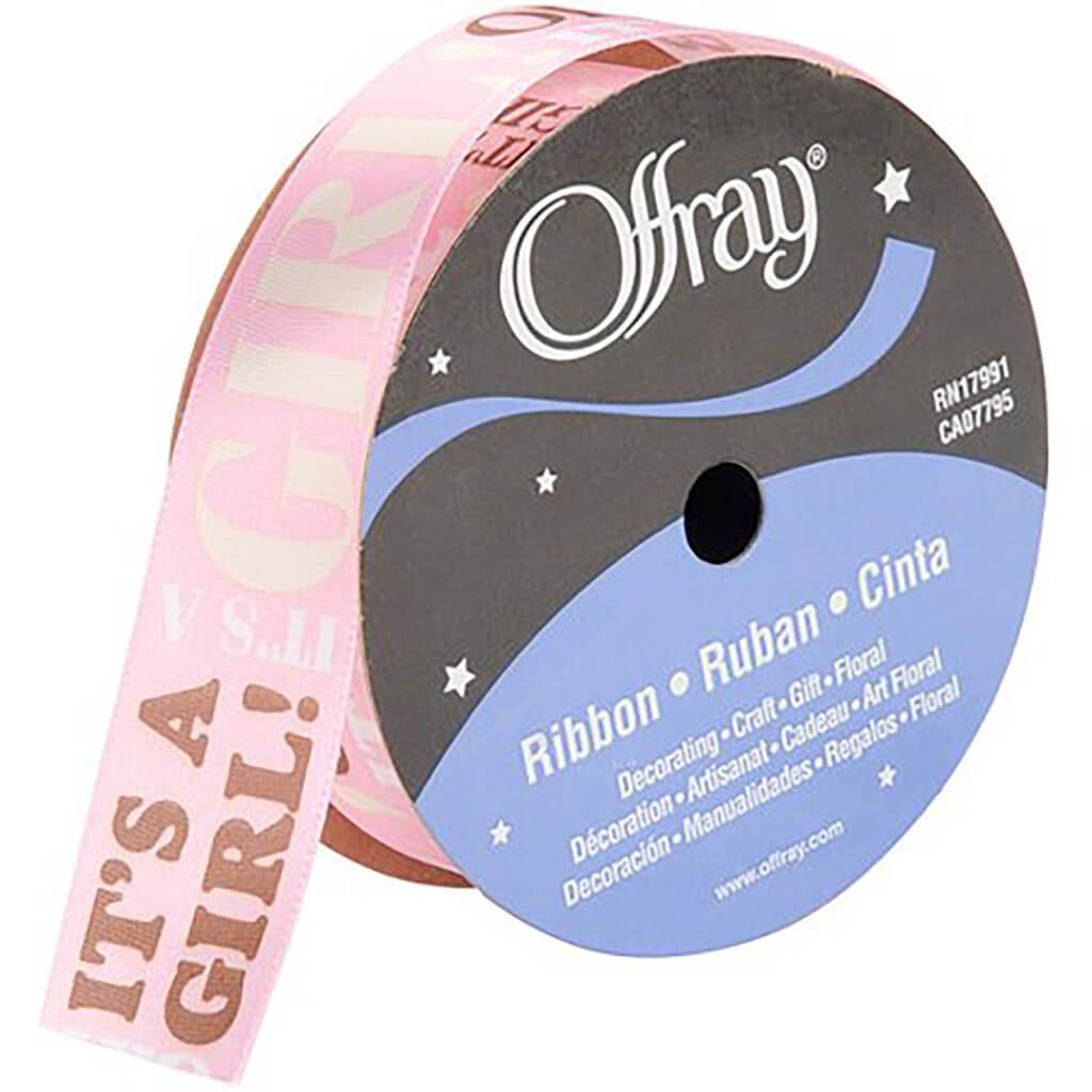Offray Baby Announcement Ribbon 7 8in 9ft Girl