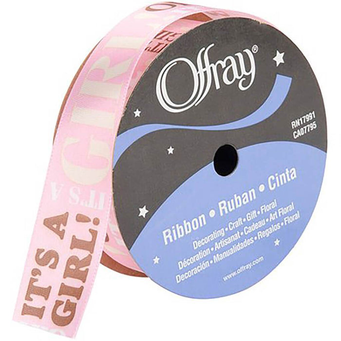 Offray Baby Announcement Ribbon 7 8in 9ft Girl