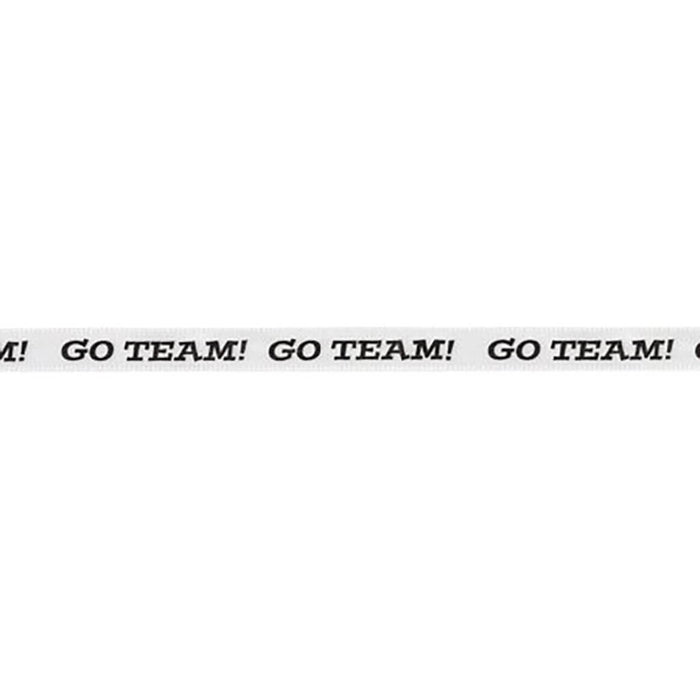 Offray Hot Stamped Go Team Craft Ribbon 3/8in x 12ft White & Black