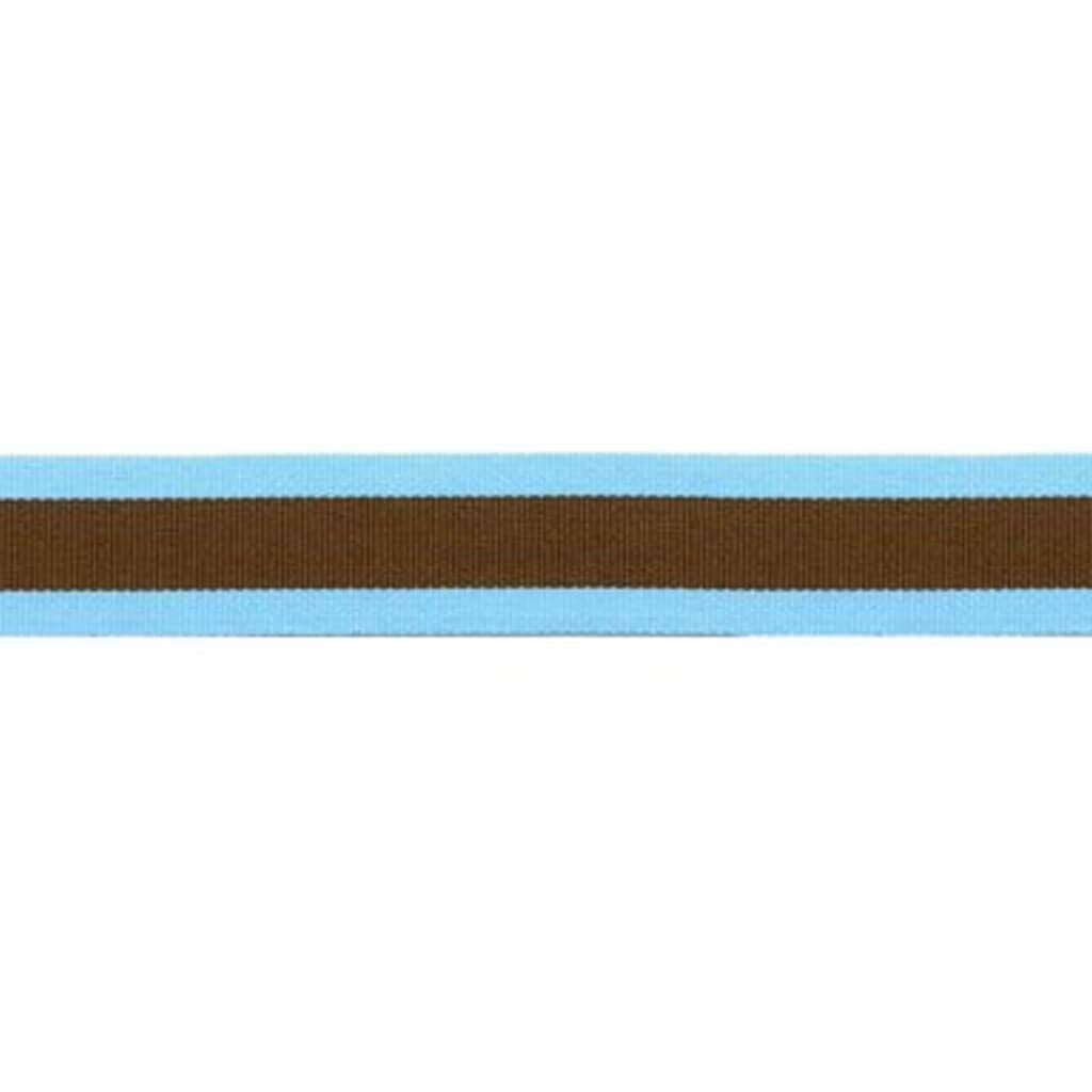 Offray Center Stripe Craft Ribbon 7/8in x 9ft Ocean Blue &amp; Brown