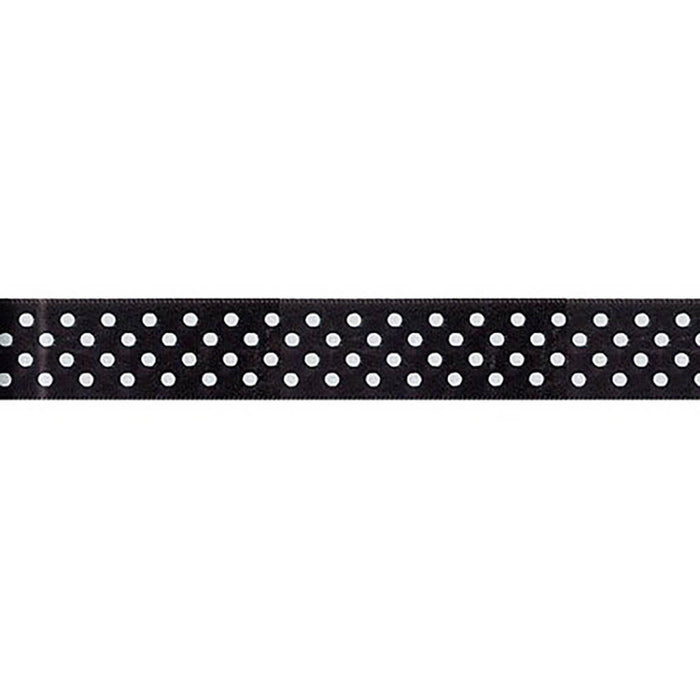 Offray White Satin Dot Craft Ribbon 7/8in x 9ft Black
