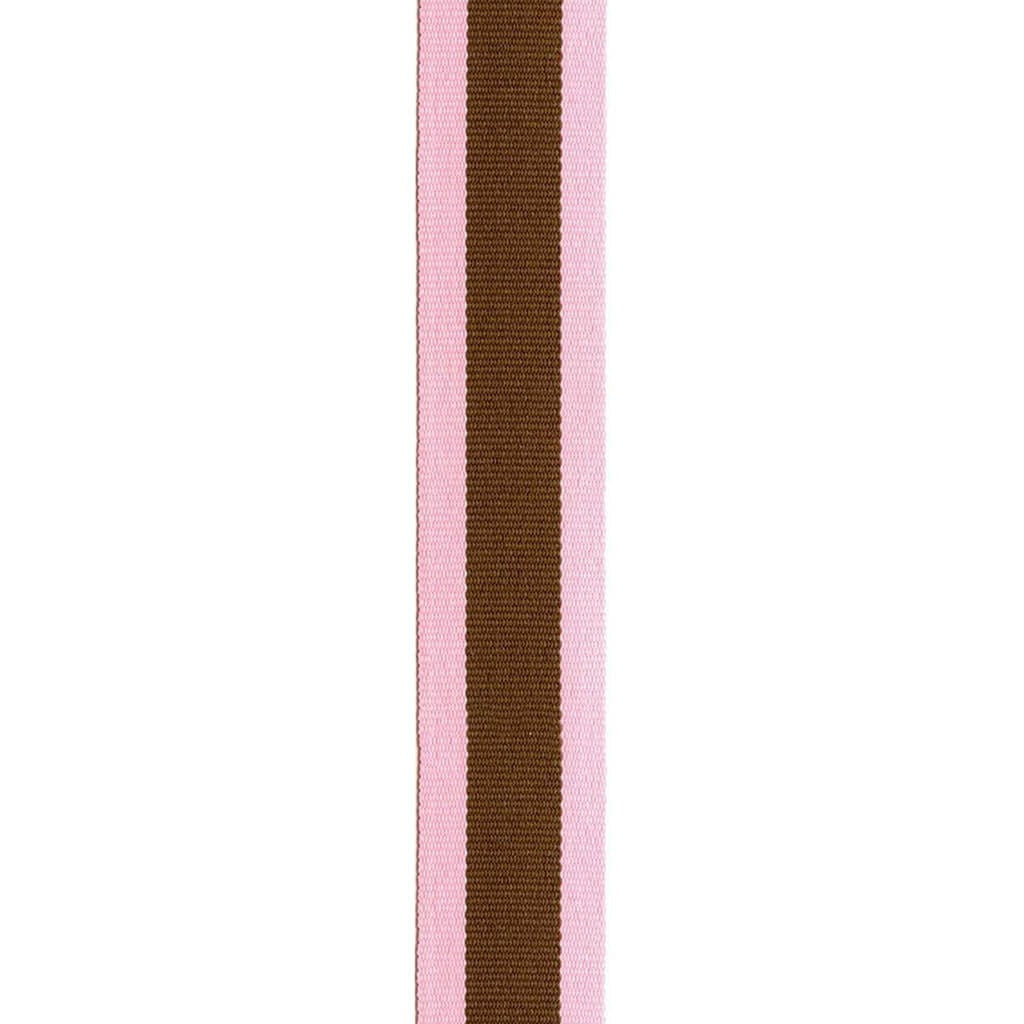 Center Stripe Ribbon 7/8in x 9ft Light Pink &amp; Brown