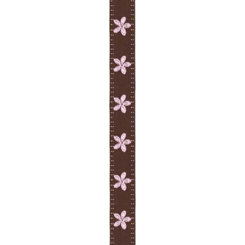 Jacquard Daisy Ribbon 5/8in x 9ft Brown and Pink