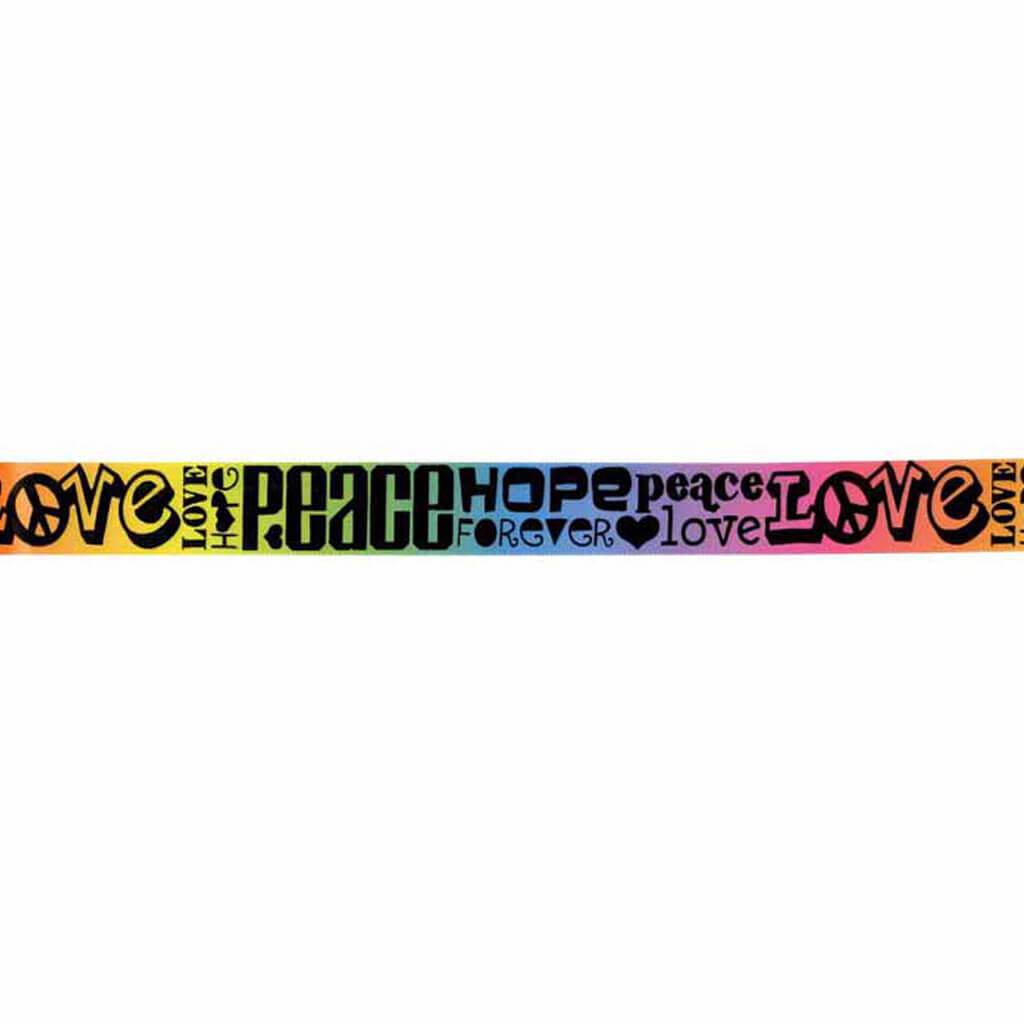 Offray Peace Love Craft Ribbon 7/8in x 9ft Rainbow