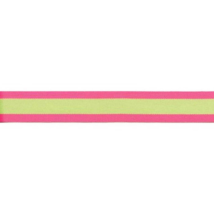 Offray Center Stripe Craft Ribbon 7/8in x 9ft Hot Pink & Lime Juice