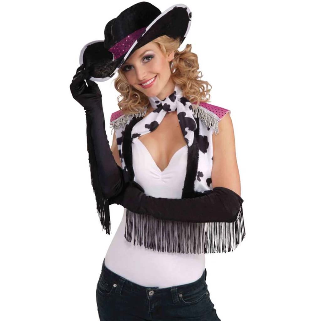 Long Satin Fringed Gloves