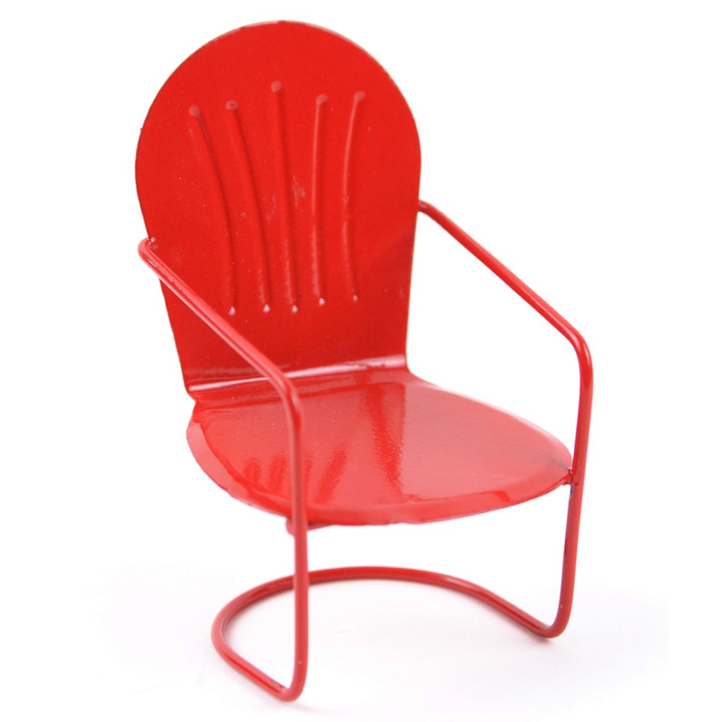 Miniature Garden Red Glider Chair 3in 
