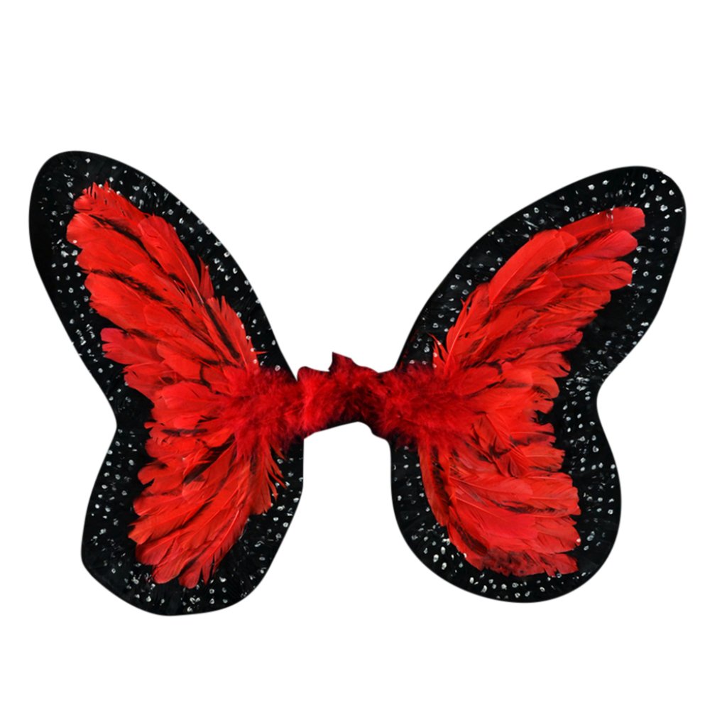 Feather Angel Wings Red W/Black Edges 22X18In 