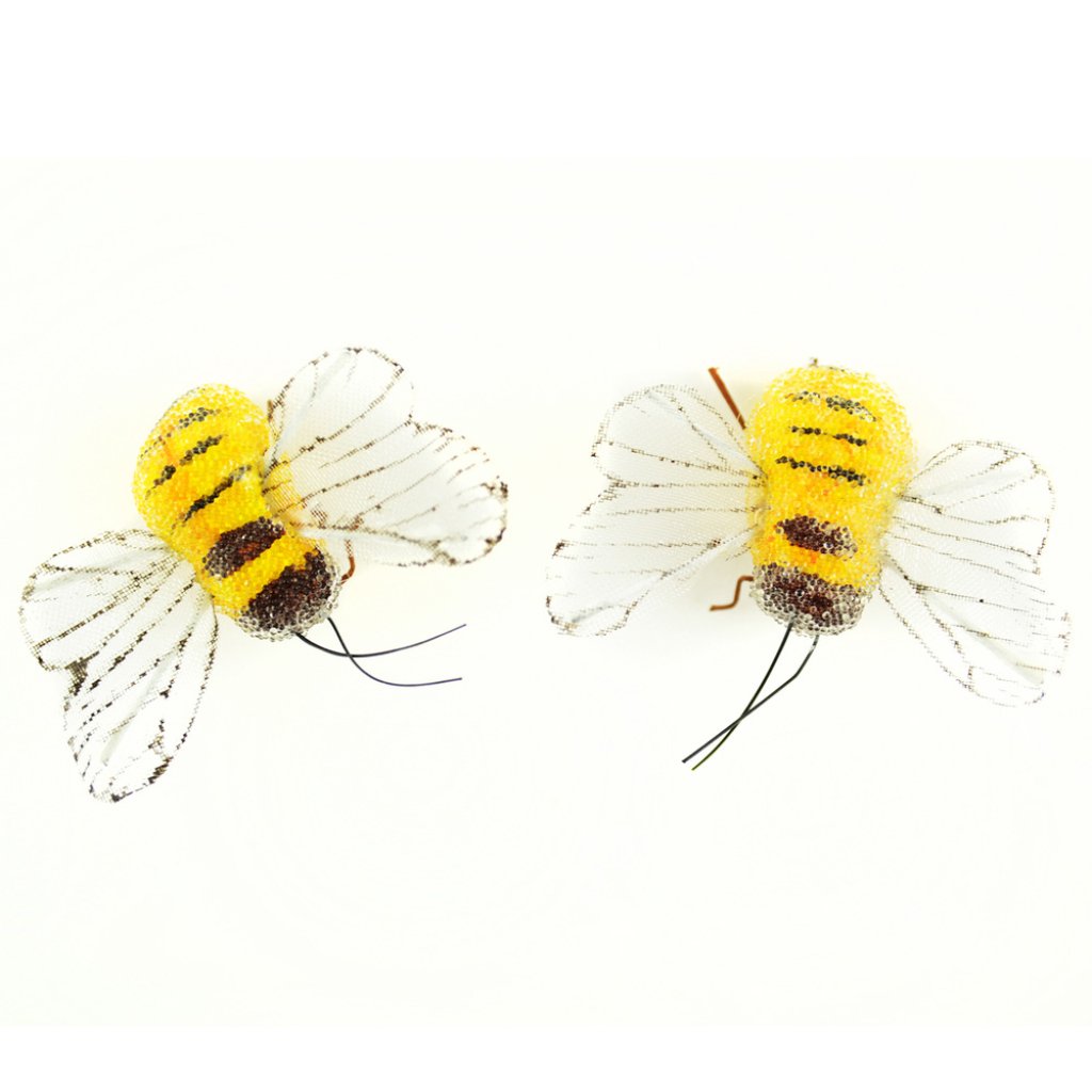 Microbead Bumble Bee W/Sheer Fabric Wings 2.25in 