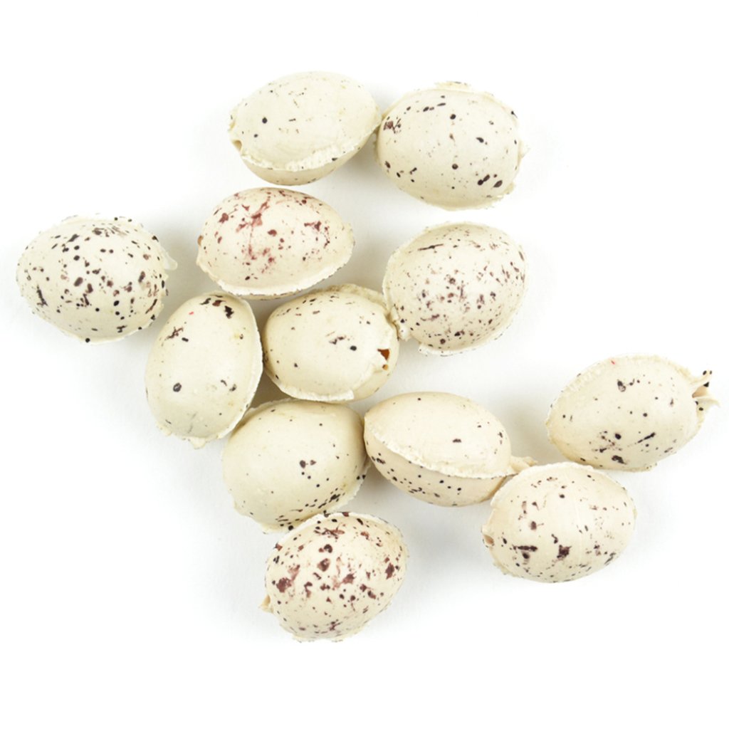 Plastic Bird Eggs 0.5in Beige W/Brown Speckles 