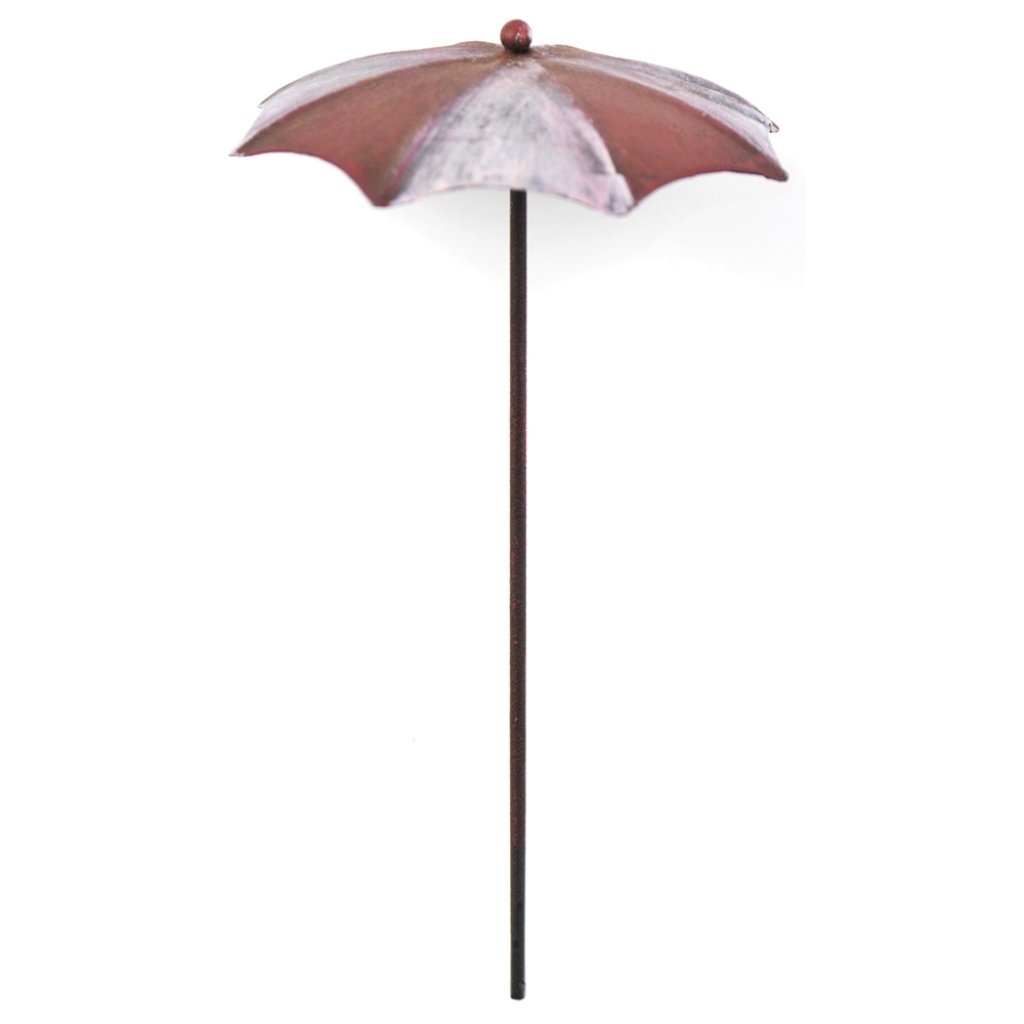 Miniature Garden Red/White Umbrella 7in 