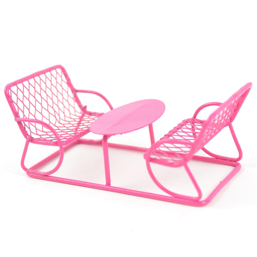 Micro Mini Pink Bench And Table 