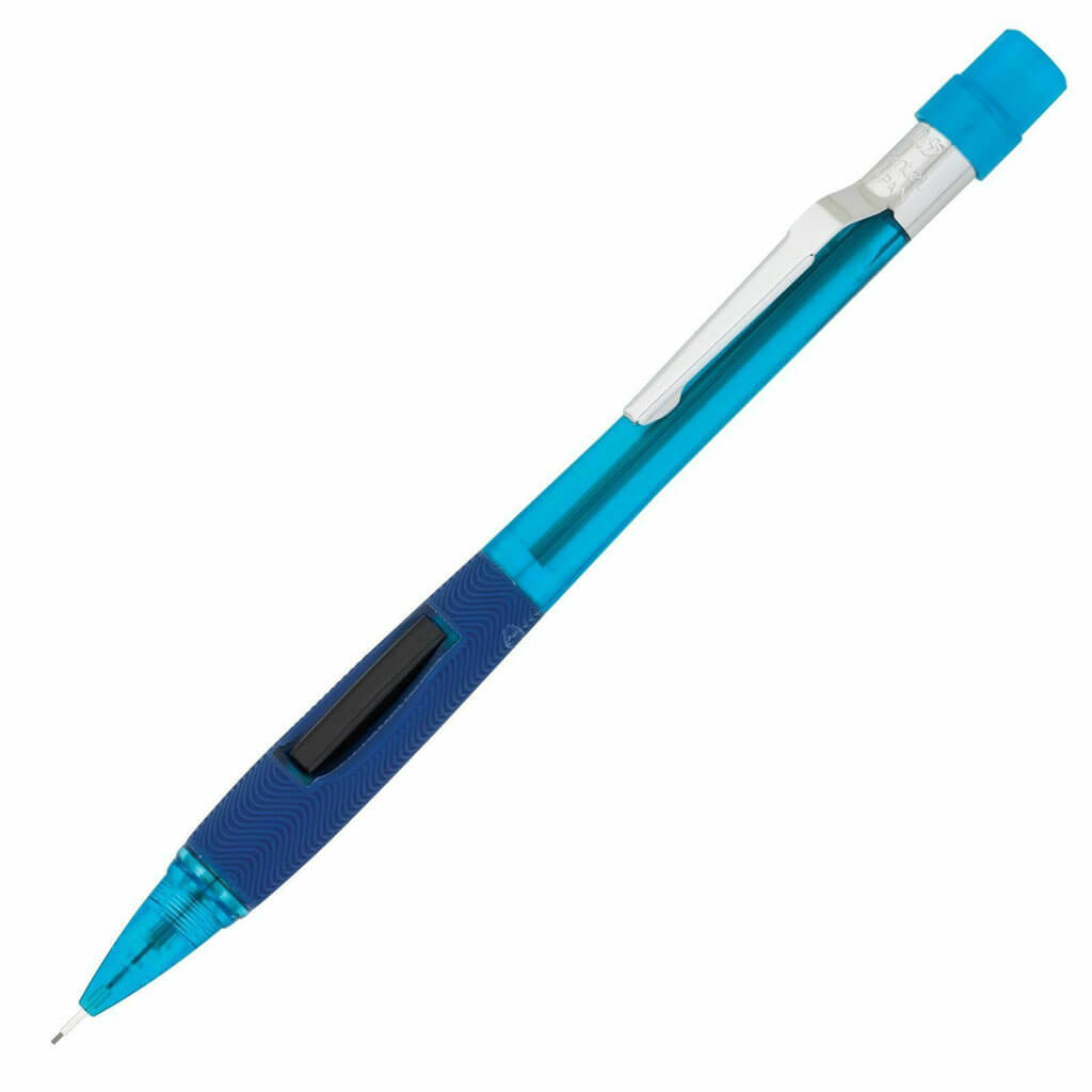 Pentel Quicker Clicker Mechanical Pencil 0.5mm Transparent Blue Barrel Pen