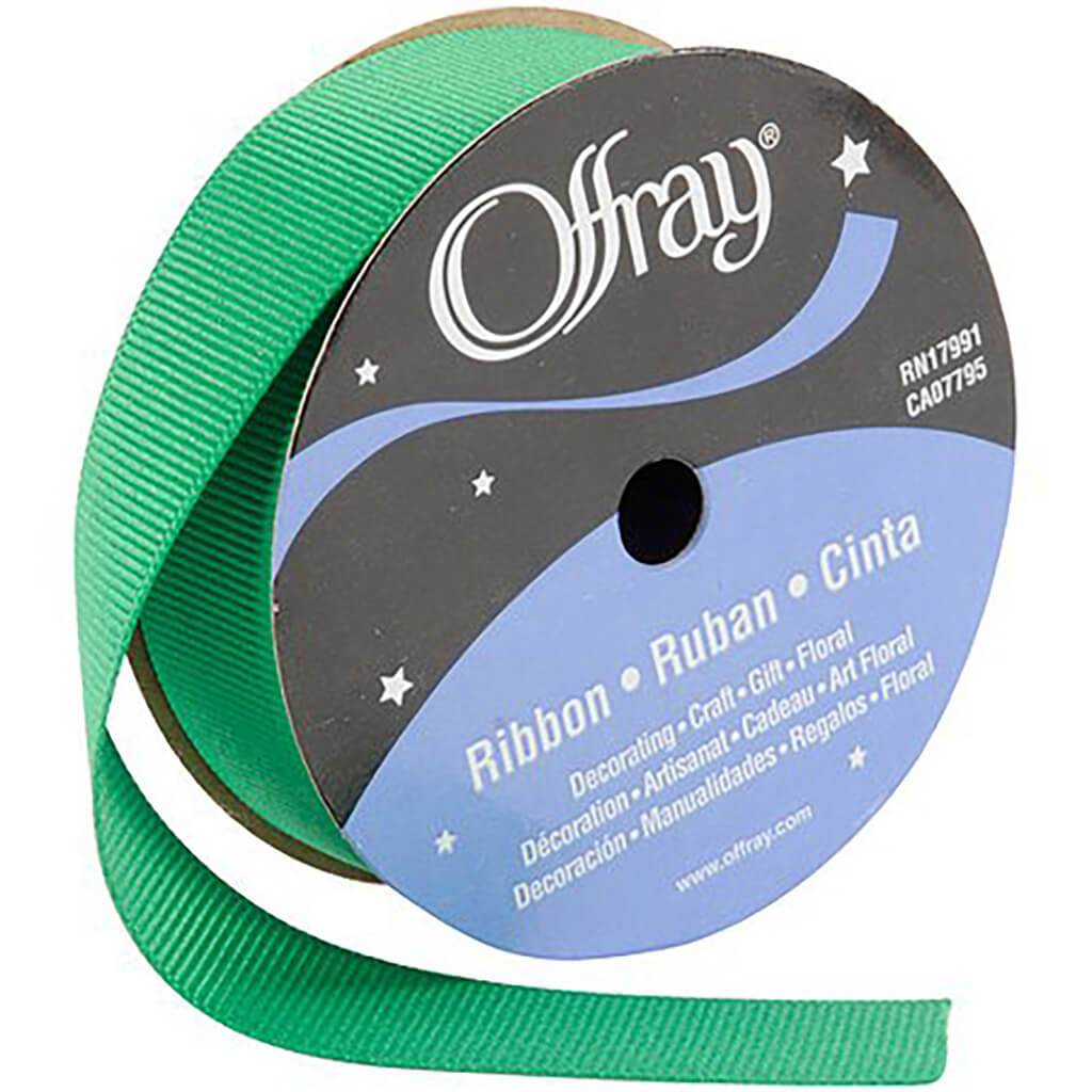 Offray Grosgrain Craft Ribbon 7/8in x 18ft Emerald