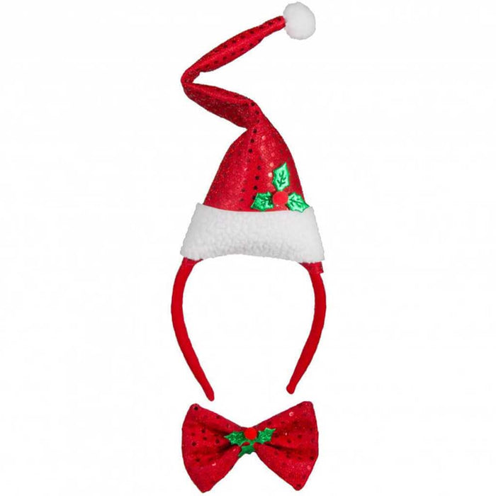 Santa Hat Headband & Bowtie 