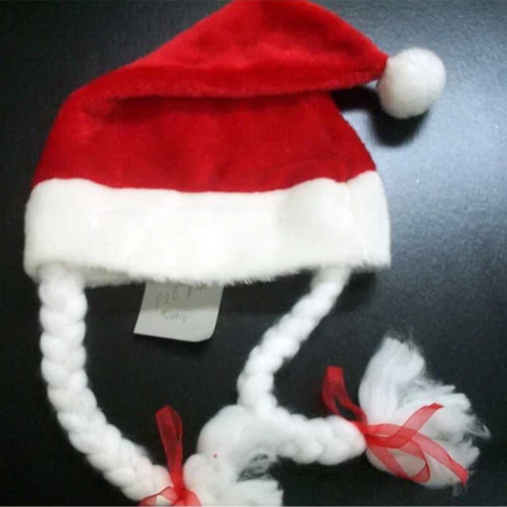 Santa Hat with Pigtails 