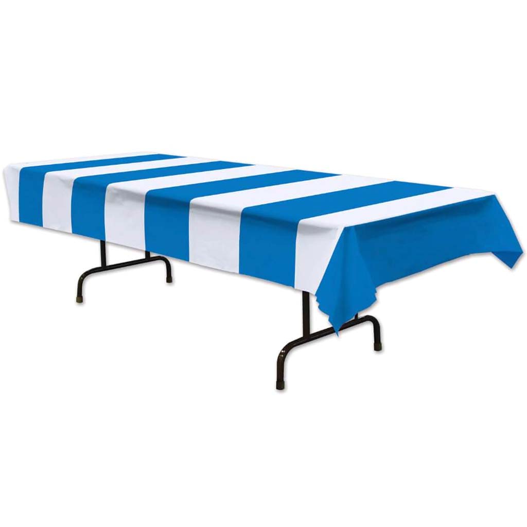 Rectangular Tablecover 54in x 108in Blue &amp; White Stripes 