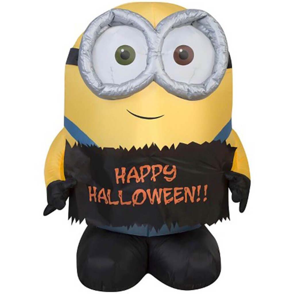 Airblown Minion Bob Holding Happy Halloween Sign 