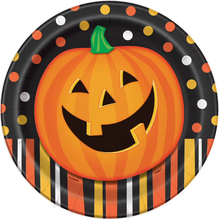 Smiling Pumpkin Round Dinner Plates 9in 8ct, 