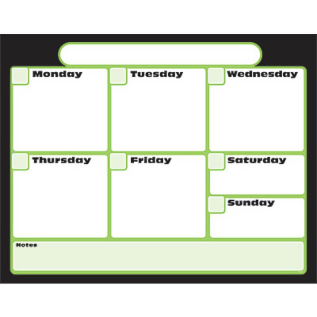 Weekly Calendar Wipe Off Black 