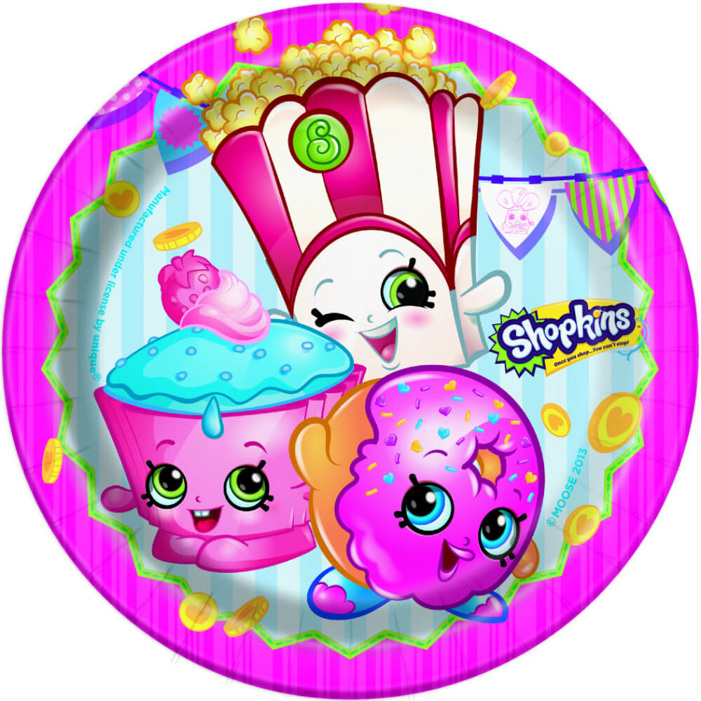 Round Dessert Plates 7in 8ct, Shopkins 