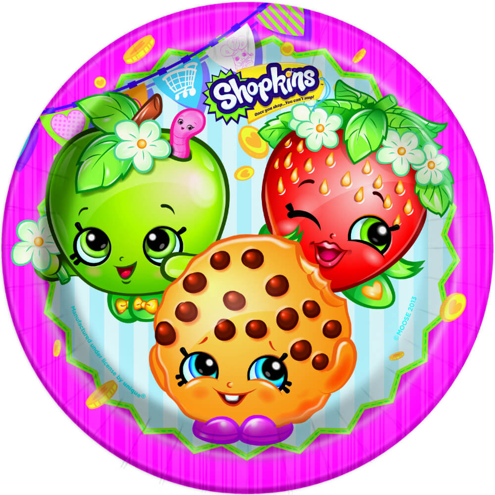 Round Dinner Plates 9in 8ct, Shopkins 