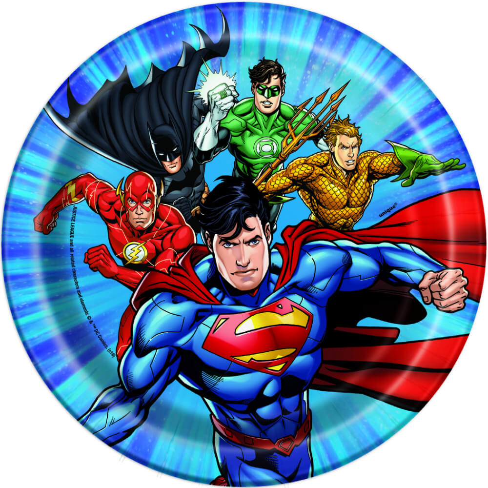 Round Dessert Plates 7in 8ct, Justice League 