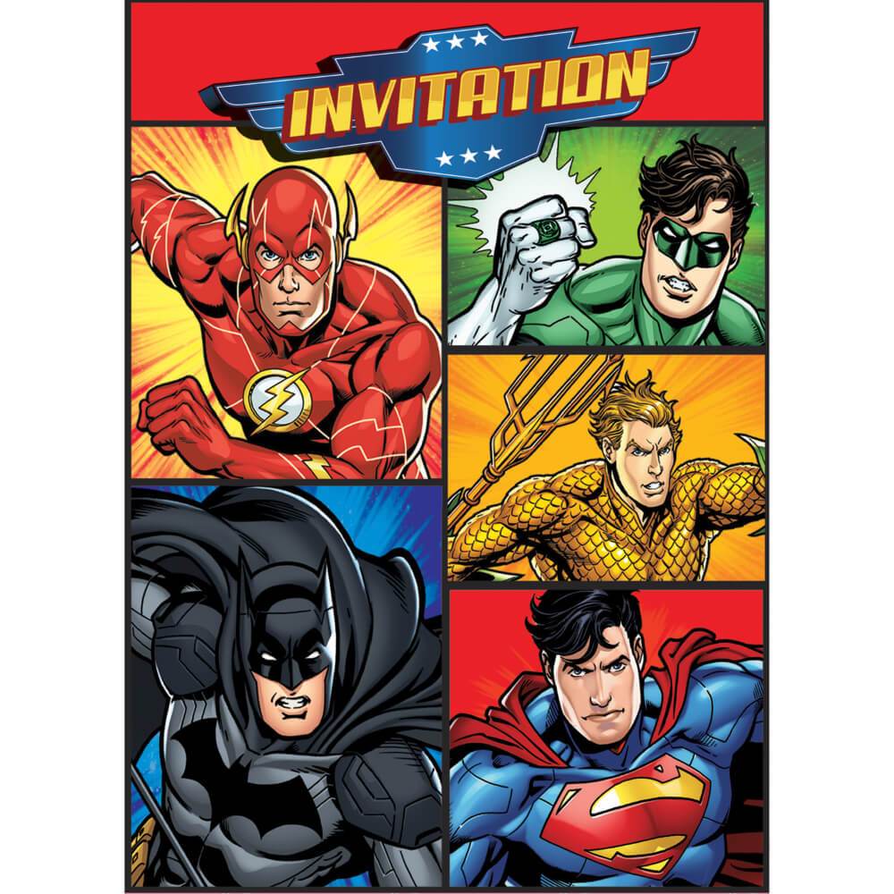 Justice League Invitations, 8ct 