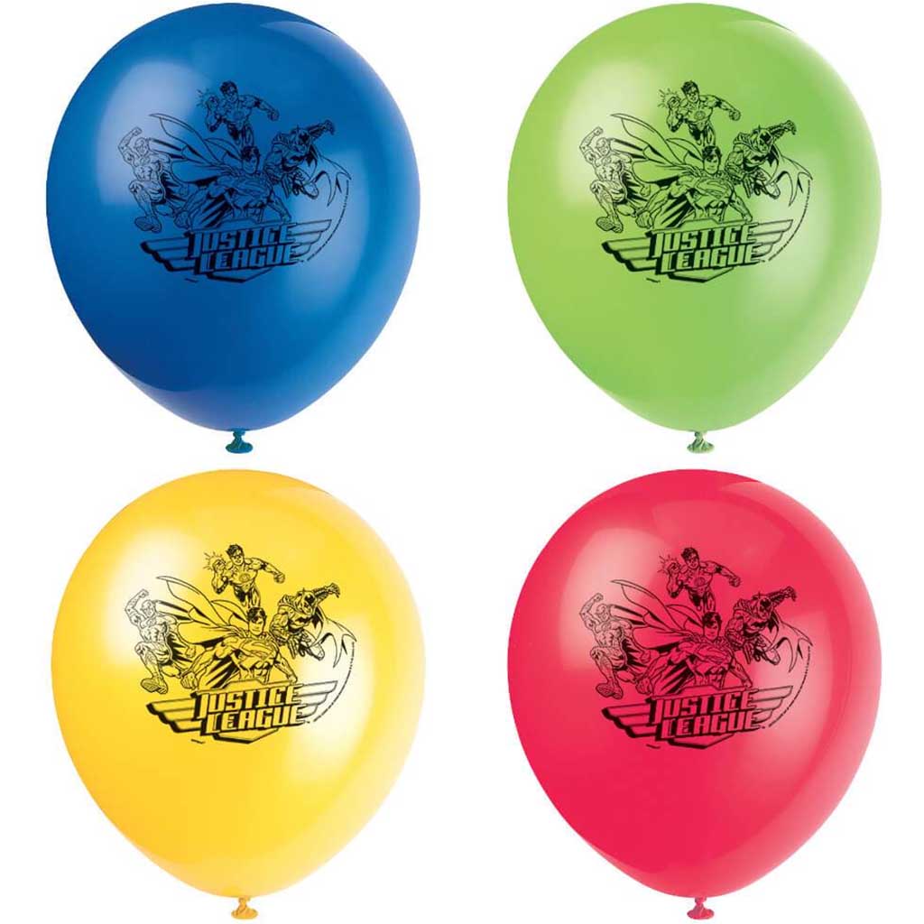 Latex Balloons 12in 8ct, Justice League 