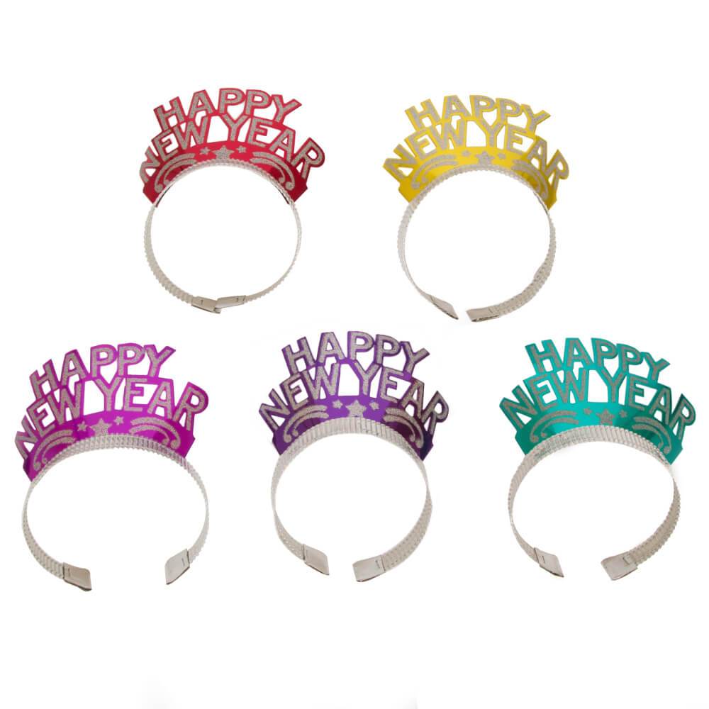 New Years Glitter Tiaras Assorted, 12ct