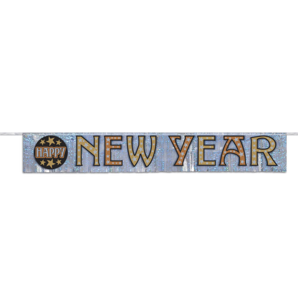 Foil New Year&#39;s Stars Fringe Banner, 4.75ft