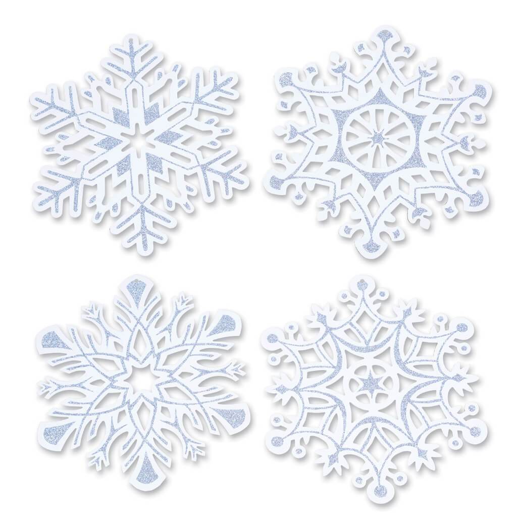 Packaged Glittered Snowflake Cut-Outs 14-Inch 4pcs 