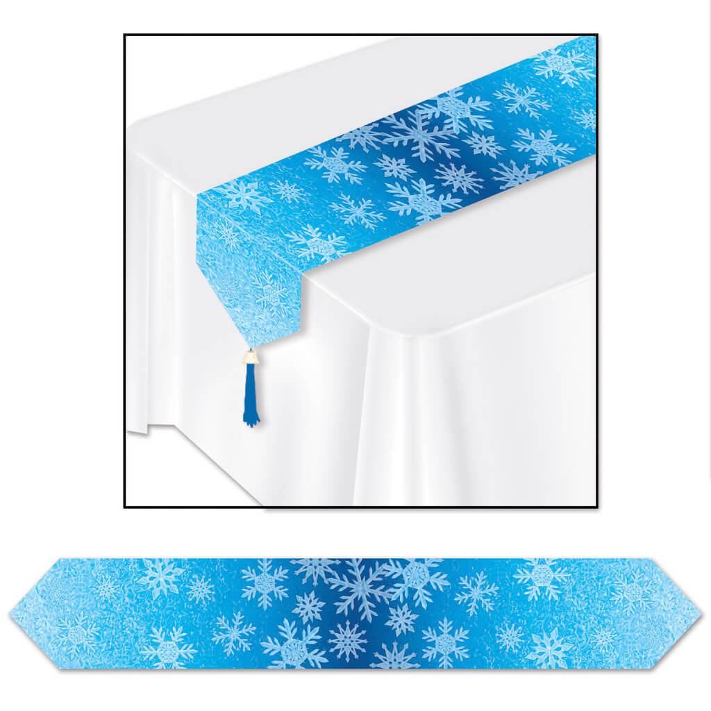 Printed Snowflakes Table Runner, 11in x 6ft